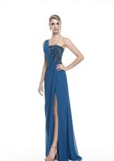 Blue summer dress with a slit