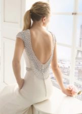 Wedding dress with rhinestone neckline