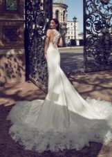Wedding dress with lace on the train