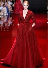 Evening dress with a deep neckline