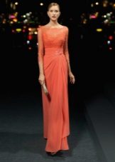 Evening dress with lace top