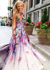 Evening dress for graduation with flowers