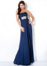 Blue evening dress at the Empire style prom