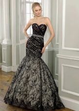 Black and white mermaid wedding dress