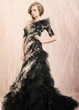 Black wedding dress with beige