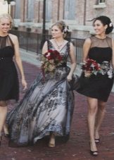 Black wedding dress with white backing