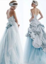 Blue wedding dress of light tones with a loop