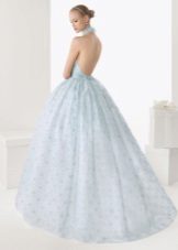 Light blue wedding dress with open back