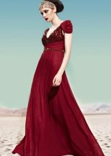 Empire burgundy evening dress