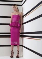 Red evening dress on a wedding with basky