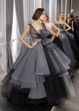 Evening dress with multi-layer tulle skirt
