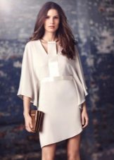 Short evening silk dress with sleeves