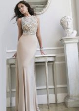 Silk Evening Dress in Nude Style