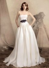White Wedding Dress with Black Belt