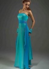 Turquoise dress in combination with blue