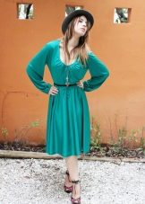 Long sleeves on turquoise dress