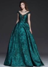 Green fluffy evening dress