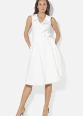 White denim frill dress