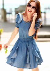 Short fluffy jeans dress