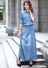 Denim floor shirt dress