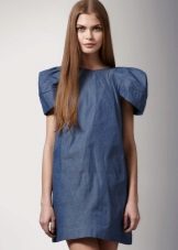 Denim dress with puffed sleeves