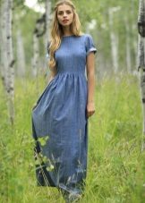 Straight floor-length denim dress
