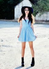 Black boots for blue dress