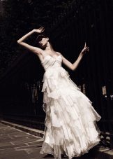 Wedding dress by Hugo Zaldi with a multi-layered skirt