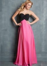 Fuchsia dress with black top