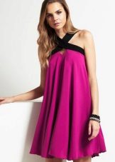 Fuchsia dress with black trim
