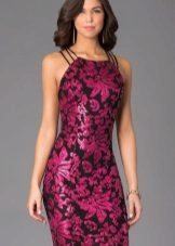 Fuchsia dress in combination with black