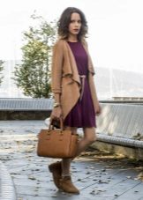 Dress marsala with jacket and boots brown