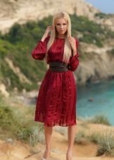 Marsala Midi Length Casual Dress