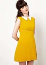 Mustard dress with a white collar