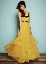 Mustard dress with black trim