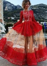 Unusual style of crimson dress