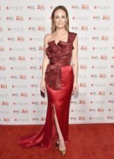 Raspberry dress of unusual style