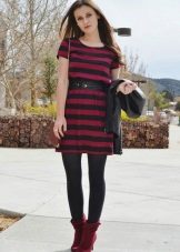 Crimson dress in combination with black