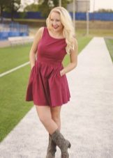 Crimson dress for blonde