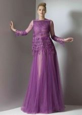 Purple transparent chiffon dress