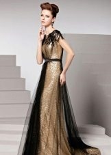 Black and gold evening dress