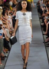 White short openwork knitted dress