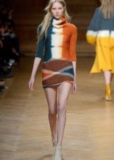 Knitted dress in a multi-colored strip