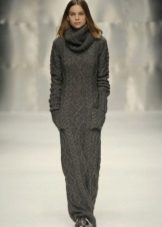 Knitted dress with braids to the floor