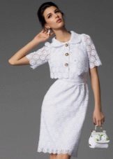 Openwork white knitted dress