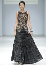 Fluffy black dress with knitted bodice