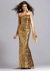 Gold dress with one straps