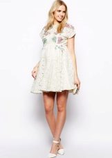 White Short A-Silhouette Maternity Dress