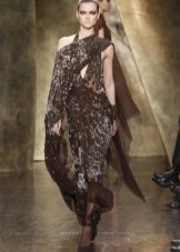 Shoes under a brown dress