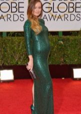 Festive brilliant long maternity dress in the floor